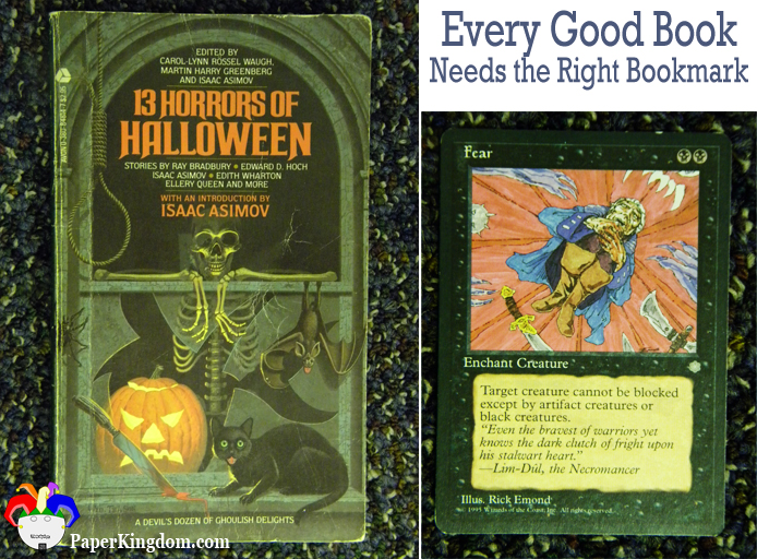 13 Horrors of Halloween edited by Isaac Asimov and others marked with Fear, Magic: the Gathering card
