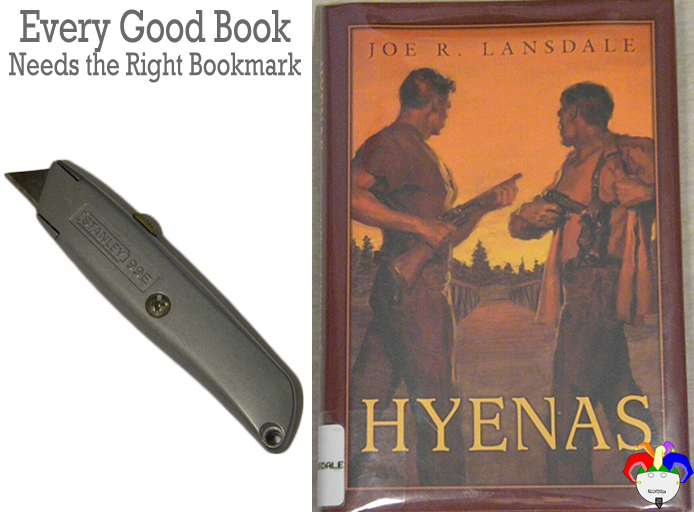 Hyenas by Joe R. Lansdale marked with box cutter