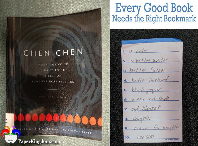 When I Grow Up I Want to be a List of Further Possibilities by Chen Chen marked with a list things I'd like to be