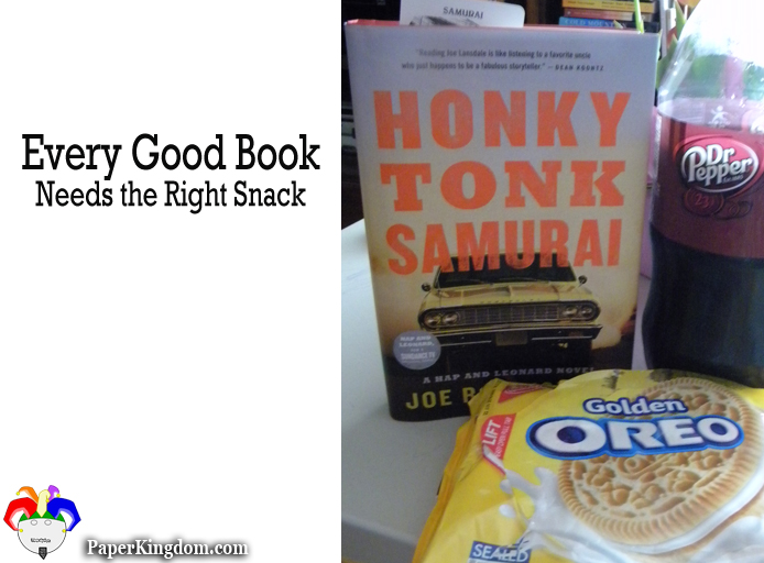 Honky Tonk Samurai by Joe R. Lansdale along with the perfect reading snack