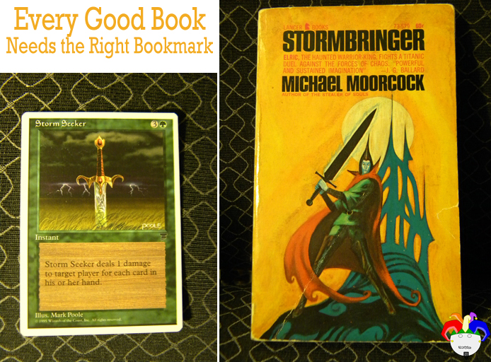 Stormbringer by Michael Moorecock marked with Stormseeker, Magic: the Gathering card